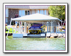 Another Custom Boat House Awning or Dock Canopy made and installed by Image Awnings