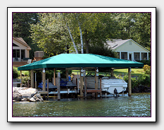 Another Custom Boat House Awning or Dock Canopy made and installed by Image Awnings