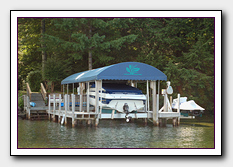 Another Custom Boat House Awning or Dock Canopy made and installed by Image Awnings