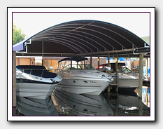Another Custom Boat House Awning or Dock Canopy made and installed by Image Awnings