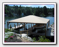 Another Custom Boat House Awning or Dock Canopy made and installed by Image Awnings