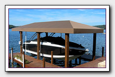 Another Custom Boat House Awning or Dock Canopy made and installed by Image Awnings